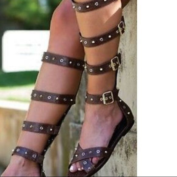 Steve Madden Brown Croc Gladiator Sandals - Picture 5 of 5